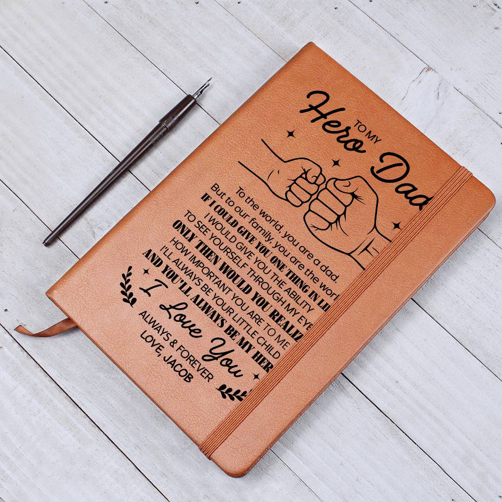 To My Hero Dad Personalized Leather Journal - Emotional Father&