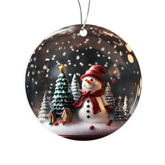 Snowman Series Snow Globe Edition - Sparkling Snowman & Christmas Tree Acrylic Ornament