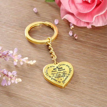 To My Dad Heart Keychain Gift from Son, I Love You Forever Personalized Keepsake Keychain