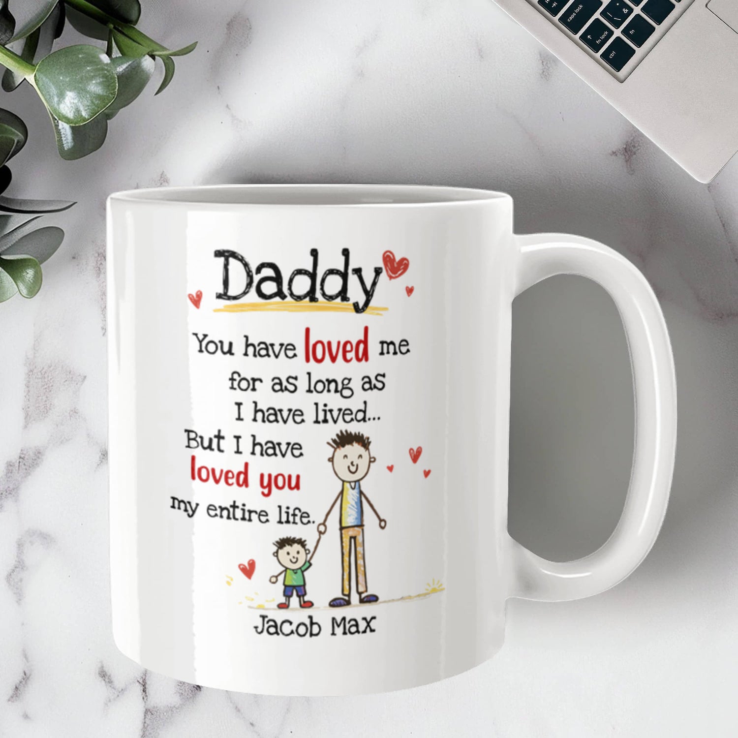 Daddy Personalized Mug from Kids – Custom Dad Coffee Mug with Kids Names, Sentimental Father’s Day Gift for Daddy