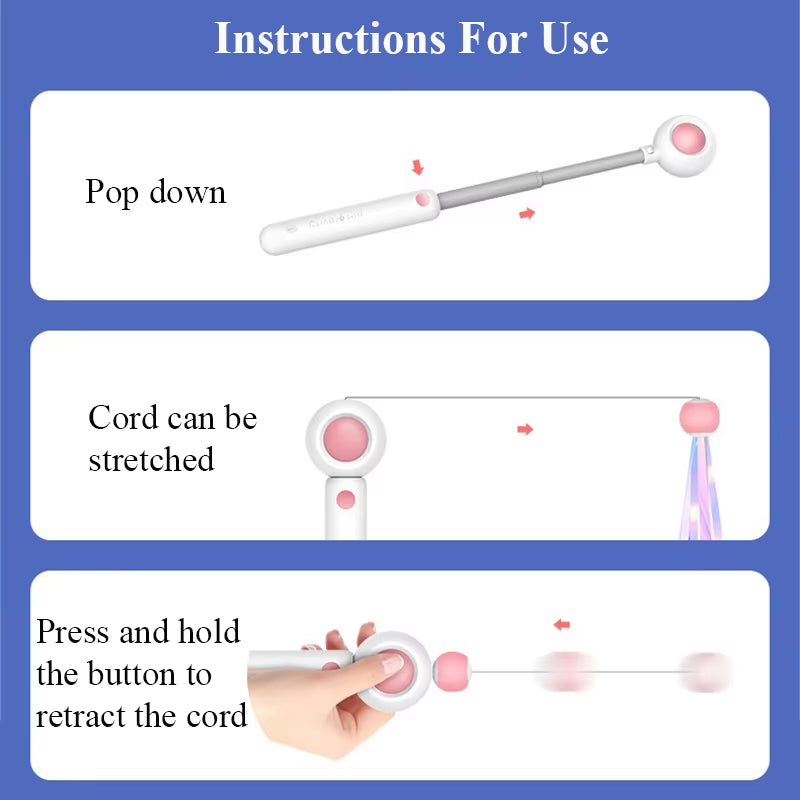 Cat Toy Interactive Funny Tassel Feather Stick Pet Toys for Kitten Colored Stretchable Cat Playing Teaser Wand Toy Pet Supplies
