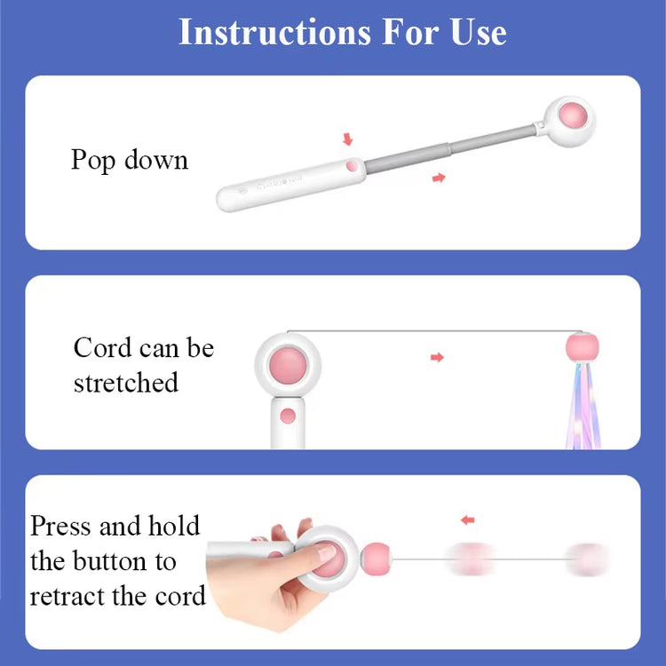 Cat Toy Interactive Funny Tassel Feather Stick Pet Toys for Kitten Colored Stretchable Cat Playing Teaser Wand Toy Pet Supplies