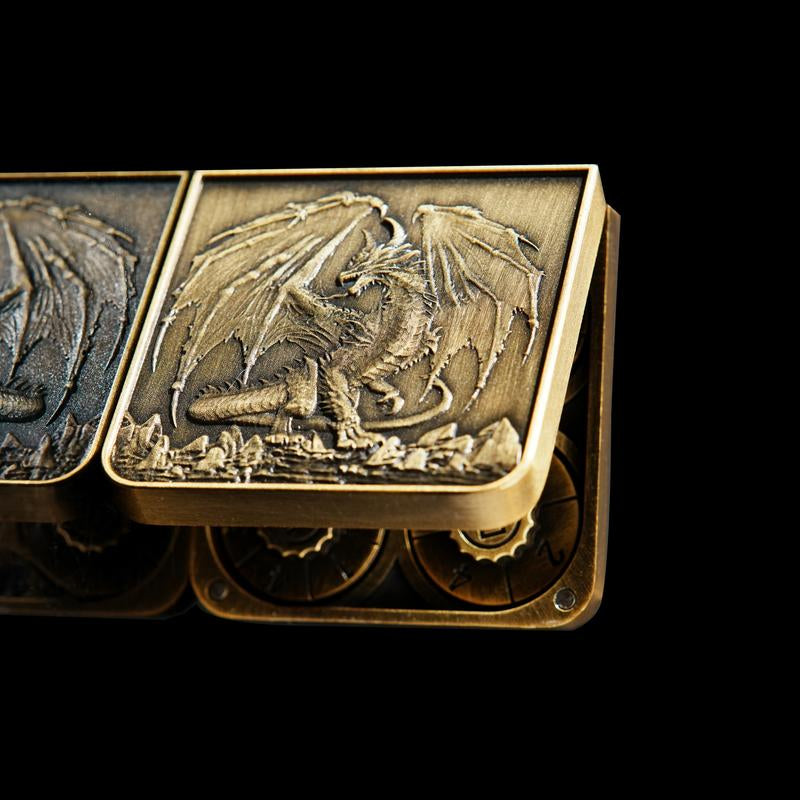 YEMEKO 7-In-1 Foldable Spinner Metal DND Dice Set – Pocket-Sized Compact Design with D4, D6, D8, D10, D12, D20 & D% for TTRPG Gifts