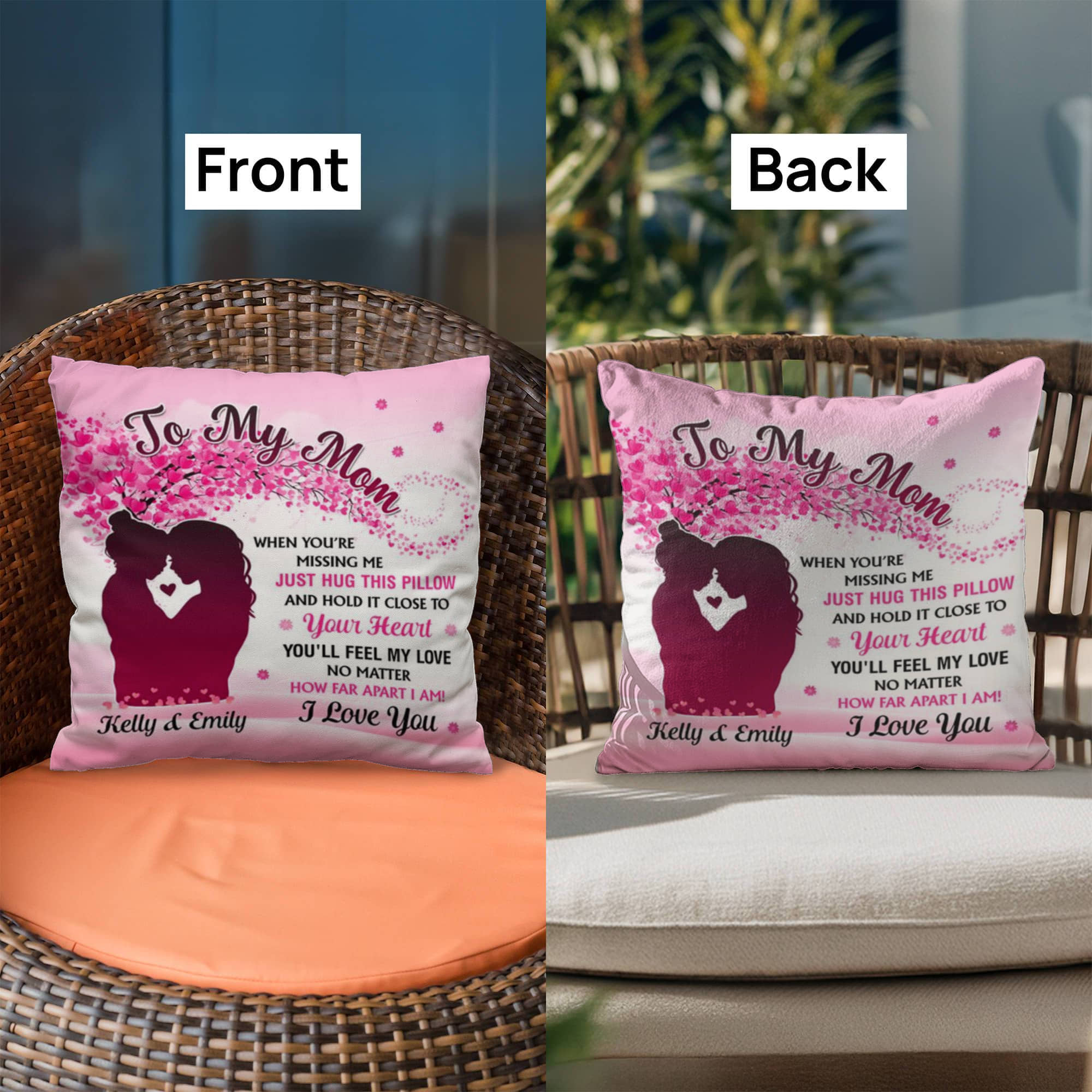 To My Mom Personalized Pillow – Mother’s Day Gift for Mom from Kids, Custom Name Mom Pillow, Sentimental Mom Throw Pillow