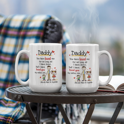 Daddy Personalized Mug from Kids – Custom Dad Coffee Mug with Kids Names, Sentimental Father’s Day Gift for Daddy