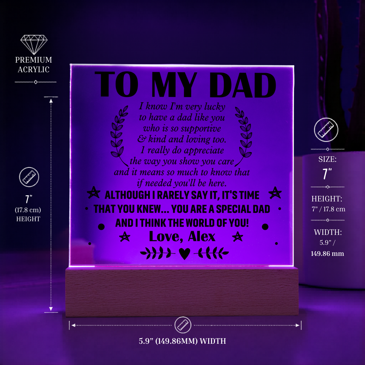 Personalized To My Dad LED Night Light Plaque - Emotional Father&