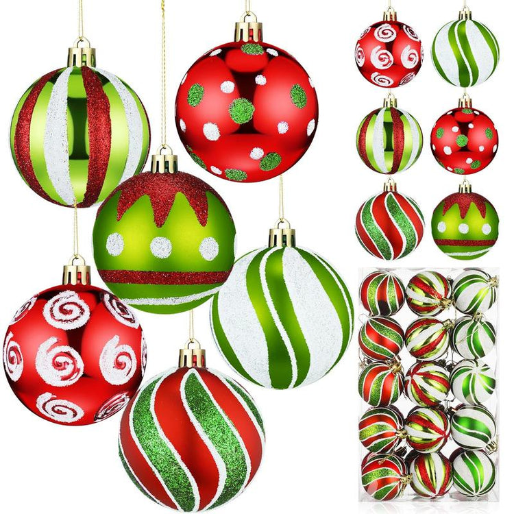 Christmas Ball Ornaments Set for Xmas Tree, Green Christmas Monster Decorations, Shatterproof Glittering Hanging Xmas Balls, Funny Lime Green Furry Christmas Decor, Cute Hanging Ornament with Red Bow, Holiday Party Home Wall Decor, Christmas Gifts