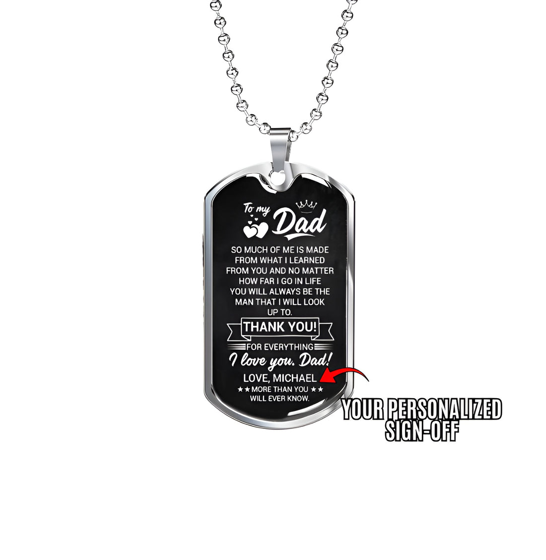 Love Michael dad dog tag necklace