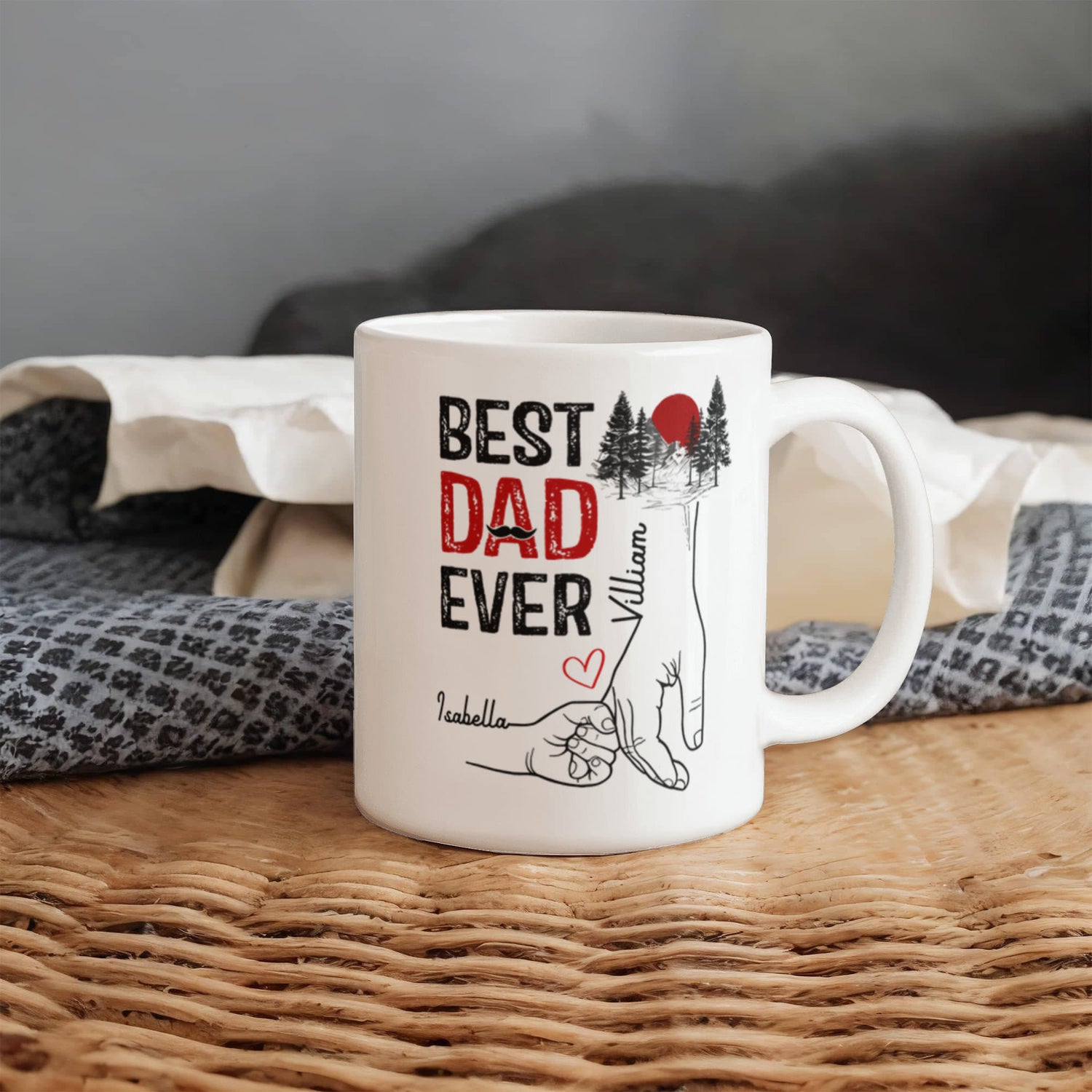 Best Dad Ever Personalized Mug – Custom Dad Coffee Mug with Kids Names, Father’s Day Gift from Kids