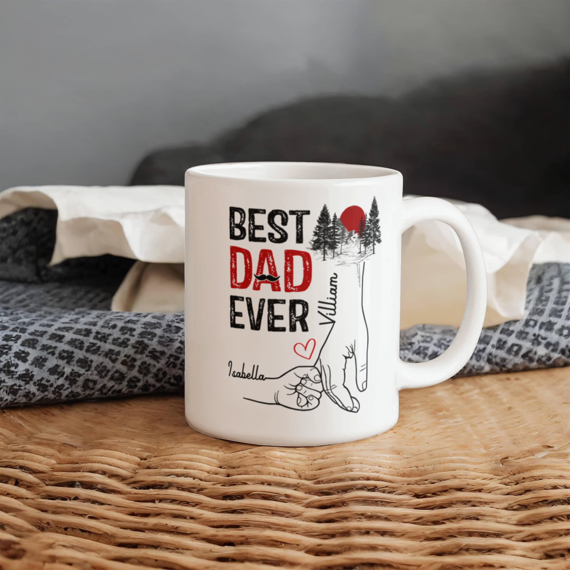 Best Dad Ever Personalized Mug – Custom Dad Coffee Mug with Kids Names, Father’s Day Gift from Kids