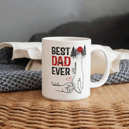 Best Dad Ever Personalized Mug – Custom Dad Coffee Mug with Kids Names, Father’s Day Gift from Kids