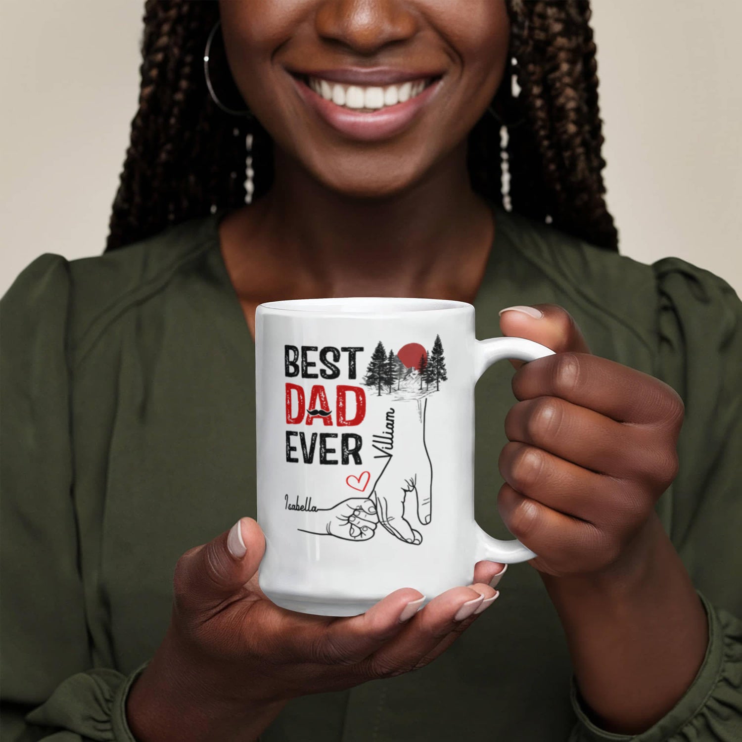 Best Dad Ever Personalized Mug – Custom Dad Coffee Mug with Kids Names, Father’s Day Gift from Kids