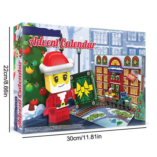 Christmas Advent Calendar Ornaments Magnetic Santa Claus Train Construction Set 24 Days of Surprise Gifts Christmas Decorations.