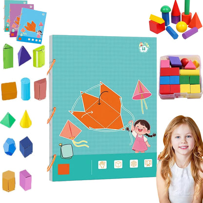 Pull String 3D Geometry Learning Book Childrens DIY Solid Books Solids Geometric Models Space Thinking Training Game