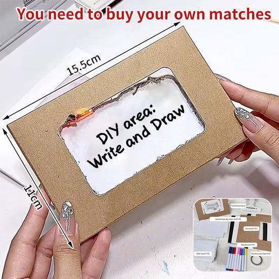 Flame Burning Greeting Card Funny DIY Handwritten Greeting Card with Envelope for Birthday Wedding Christmas Gift Surprise