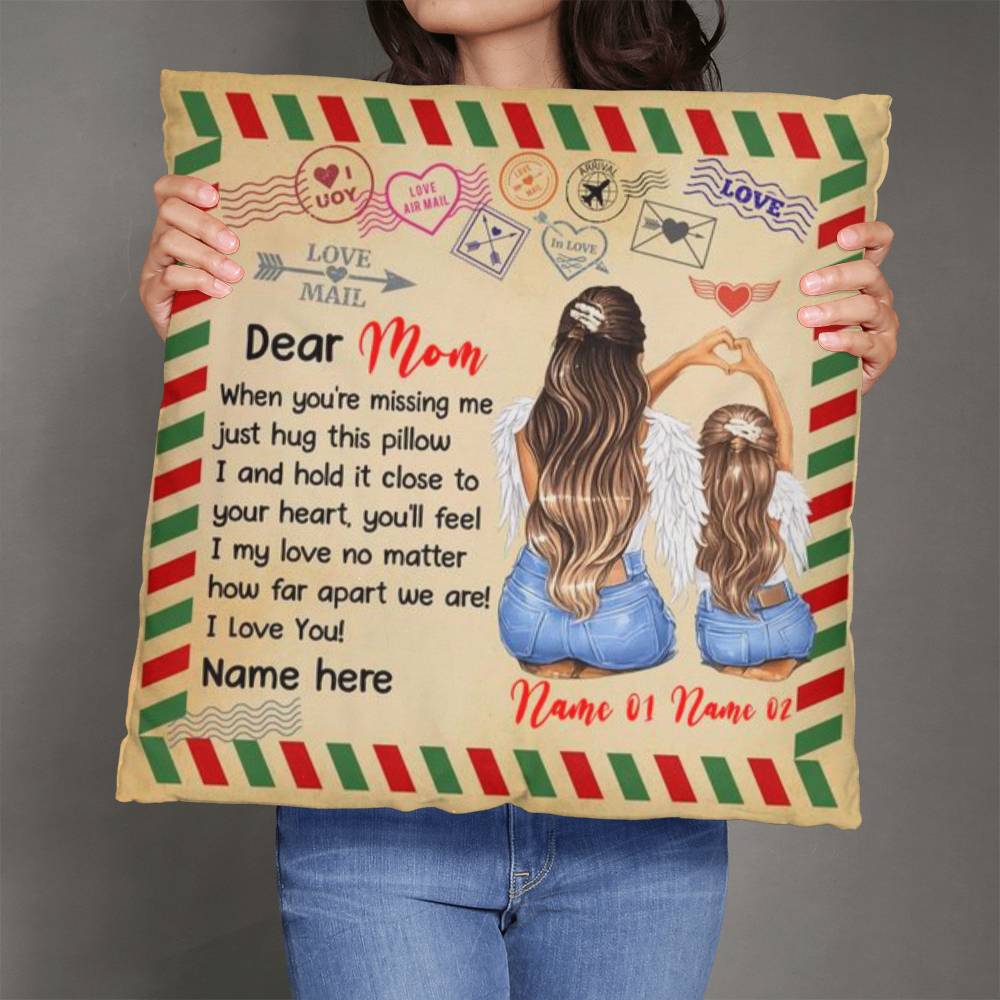 Dear Mom Personalized Pillow – Custom Mom Gift from Daughter, Mother’s Day Gift for Mom, Sentimental Mom Throw Pillow with Names