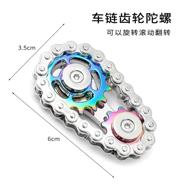 Sprockets Flywheel Fingertip Gyro Fidget Spinner Antistress Anxiety Metal Bike Chains Spinner Fidget Toys for Adult Kids