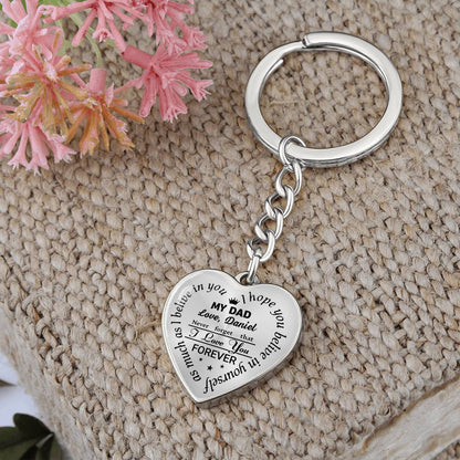 To My Dad Heart Keychain Gift from Son, I Love You Forever Personalized Keepsake Keychain