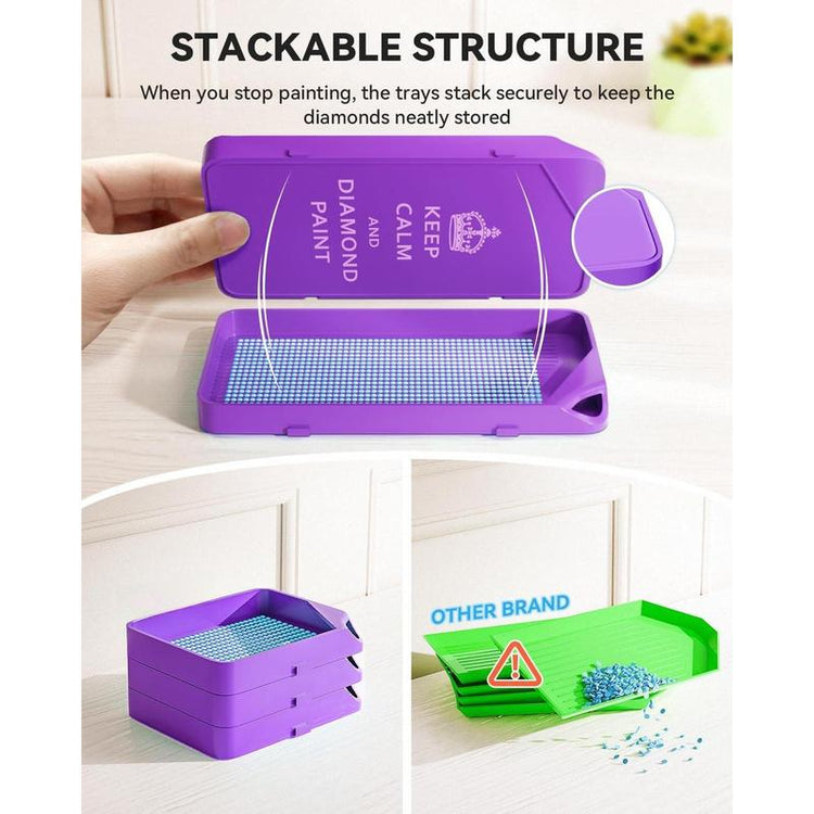 30-Piece Stackable Tray Set for Diamond Art Kits Adults Interlocking Painting Accessories and Tools(Purple)