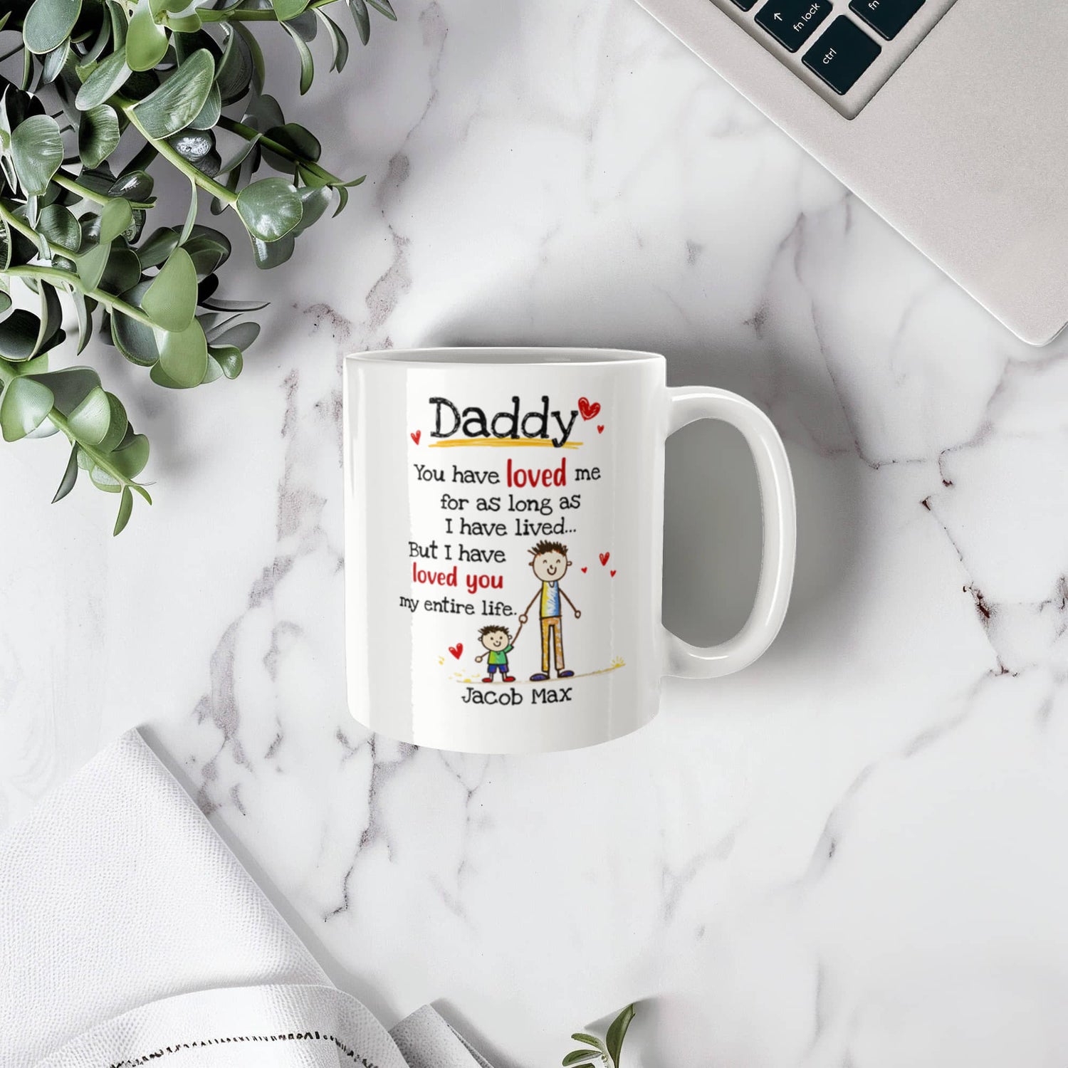 Daddy Personalized Mug from Kids – Custom Dad Coffee Mug with Kids Names, Sentimental Father’s Day Gift for Daddy