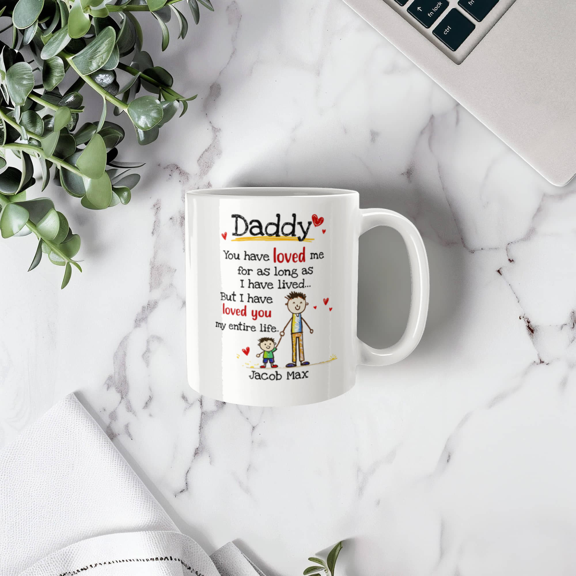 Daddy Personalized Mug from Kids – Custom Dad Coffee Mug with Kids Names, Sentimental Father’s Day Gift for Daddy