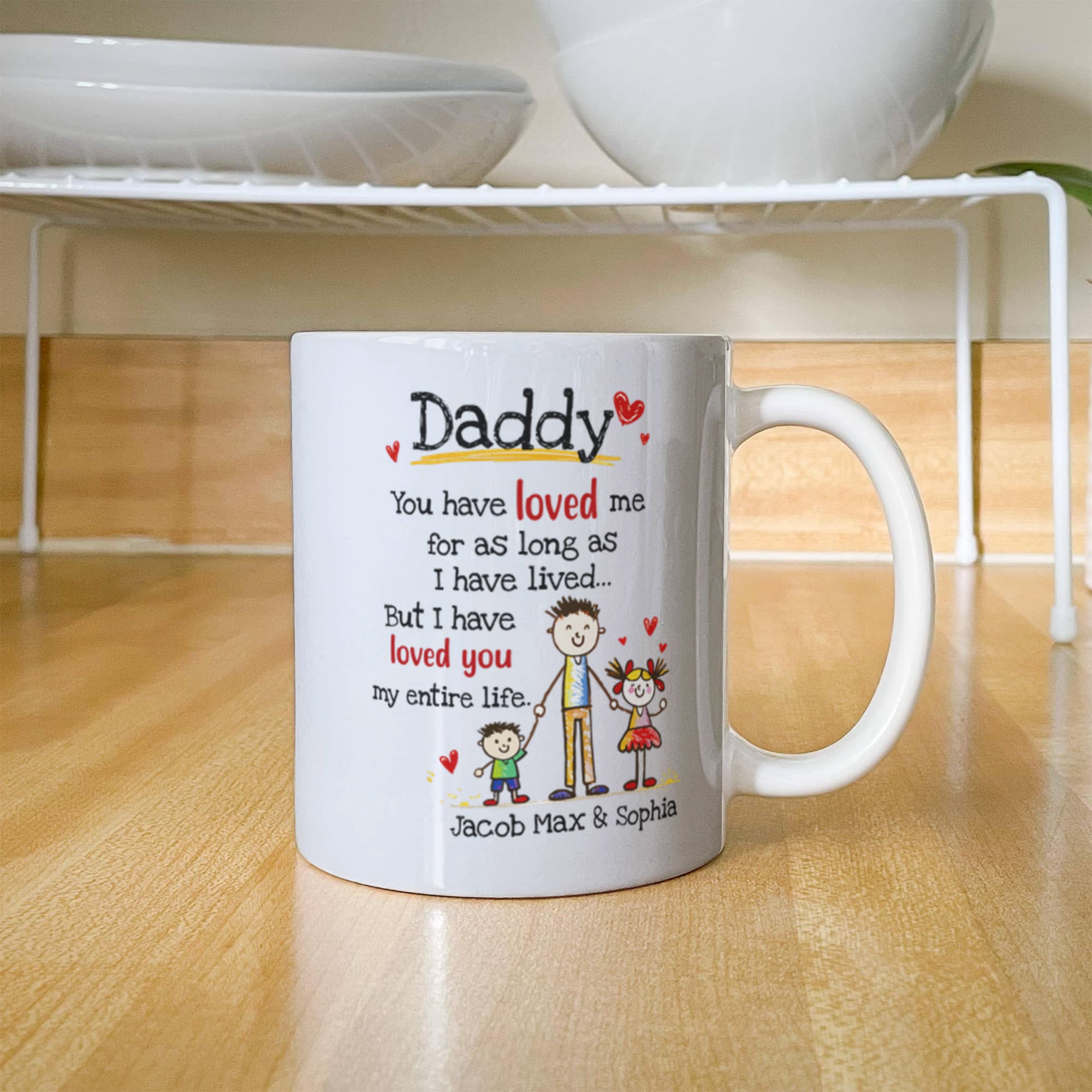 Daddy Personalized Mug from Kids – Custom Dad Coffee Mug with Kids Names, Sentimental Father’s Day Gift for Daddy