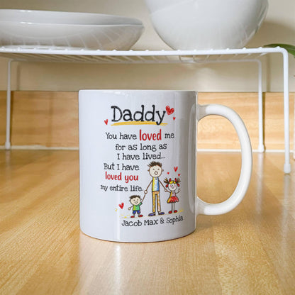 Daddy Personalized Mug from Kids – Custom Dad Coffee Mug with Kids Names, Sentimental Father’s Day Gift for Daddy