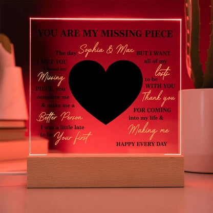 Personalized Valentine Photo LED Acrylic Plaque – Custom Names &amp; Picture Heart Light-Up Gift for Couples