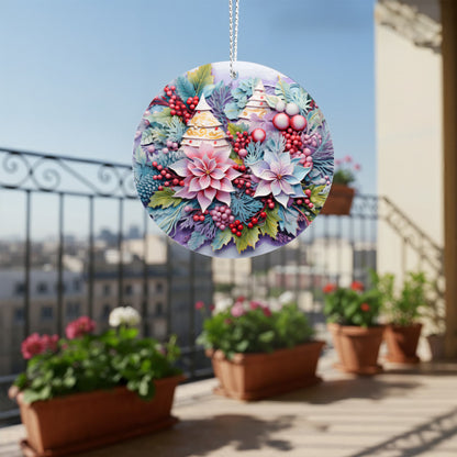 Floral Christmas Ornament – Winter Botanical Bauble, Elegant Holiday Tree Decor, Festive Keepsake Ornament, Unique Xmas Decoration