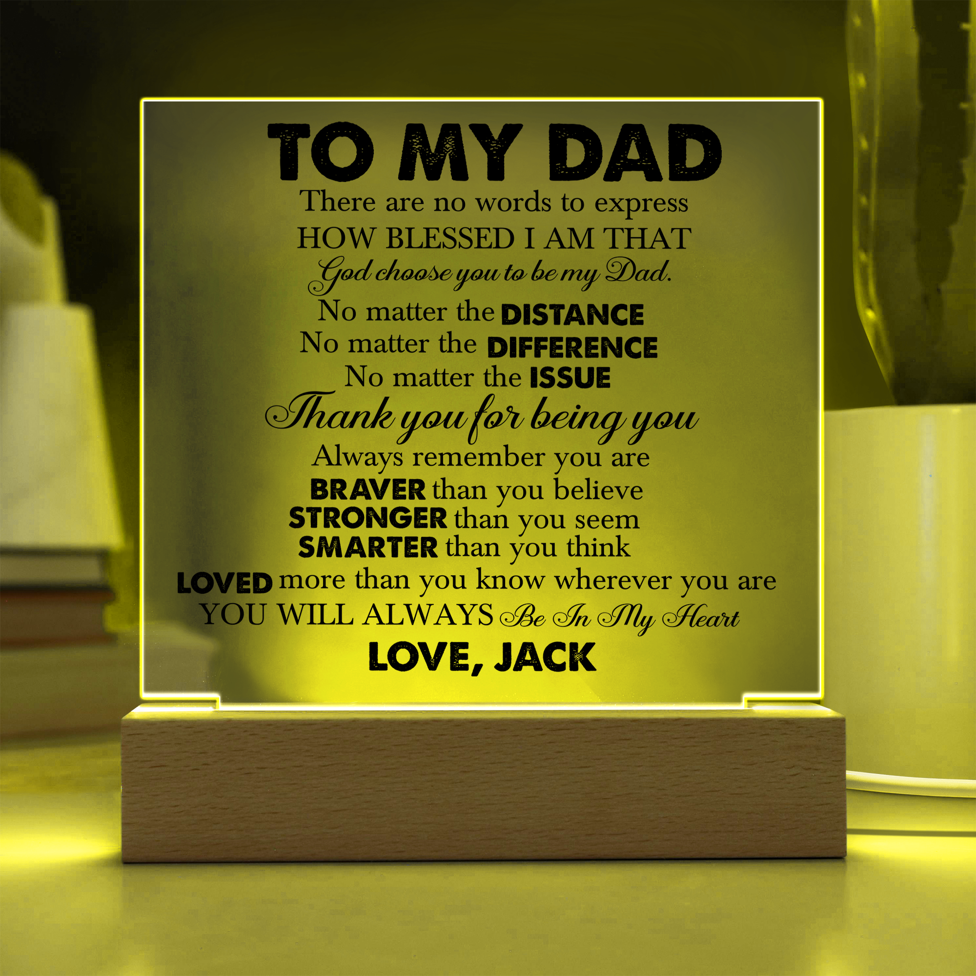 Personalized To My Dad LED Night Light Plaque - Emotional Father&