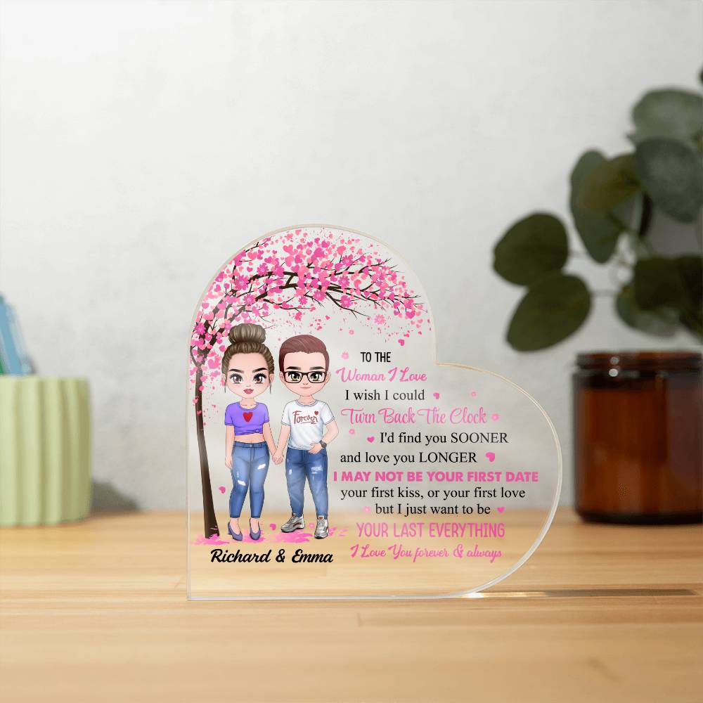 Personalized Valentine Heart Acrylic Plaque – Custom Couple Name &amp; Clipart Romantic Gift for Girlfriend, Wife or Partner