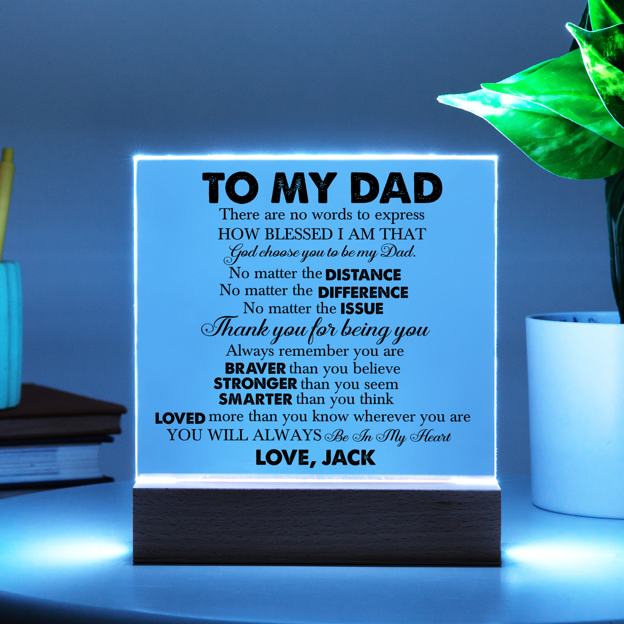 Personalized To My Dad LED Night Light Plaque - Emotional Father&