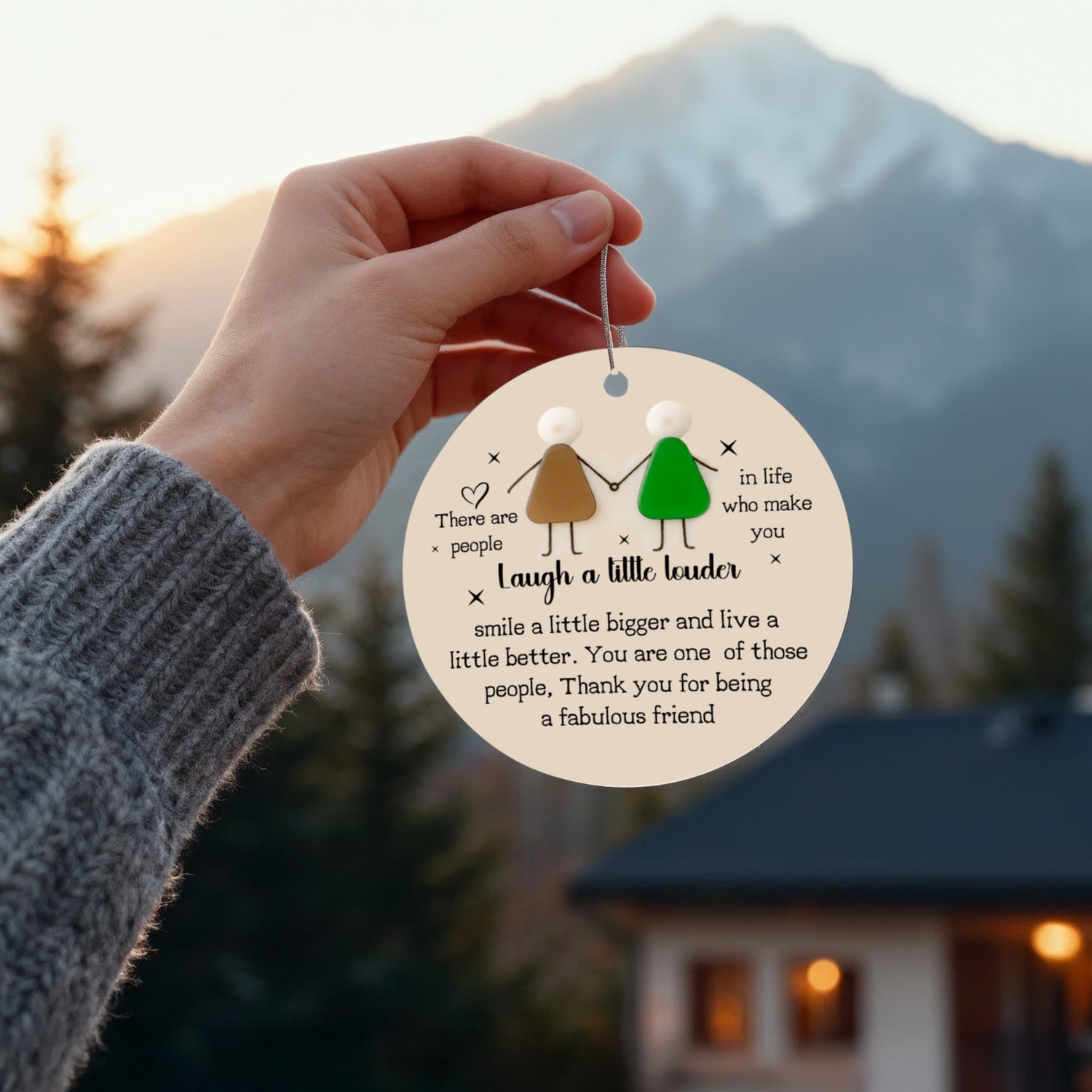 Funny Friendship Christmas Ornament – “Laugh a Little Louder” Quote Ornament, Best Friend Gift, BFF Keepsake