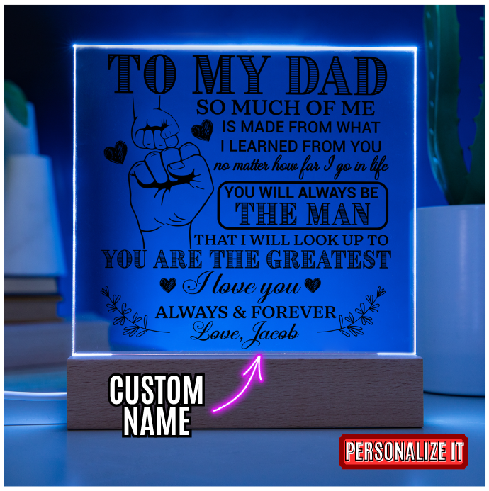 Personalized To My Dad LED Night Light Plaque - Emotional Father&