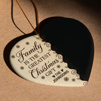 Personalized Family Photo Heart Ornament – Custom Family Name Ceramic Christmas Ornament, Holiday Keepsake for Parents &amp; Grandparents