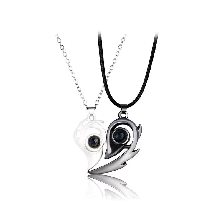 2Pcs Magnetic Heart Couple Necklace for Women Men Lover Valentine&