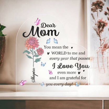Personalized Dear Mom Acrylic Plaque – Custom Name Mother&