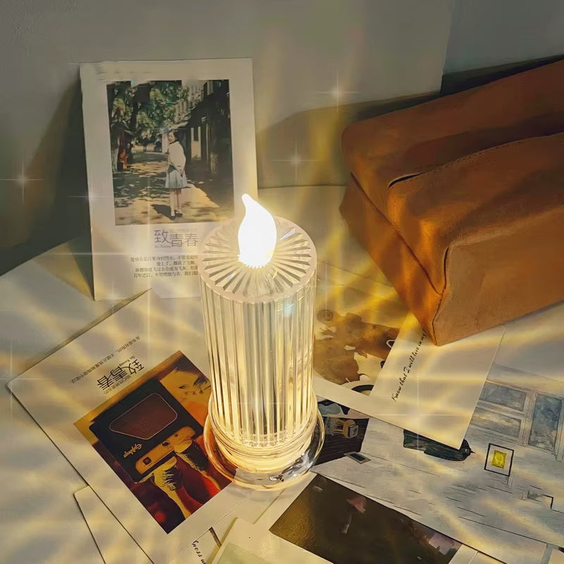 LR44 Battery Electronic Candle Crystal Rose Projection Ambient Light Decor Bar Club Holiday Wedding LED Bedroom Table Lamp