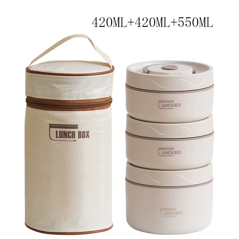 Portable Thermos Lunch Box Set Stackable Bento Box for Kids Adults School Picnic Fruit Salad Food Container Insulated Lunch Bag