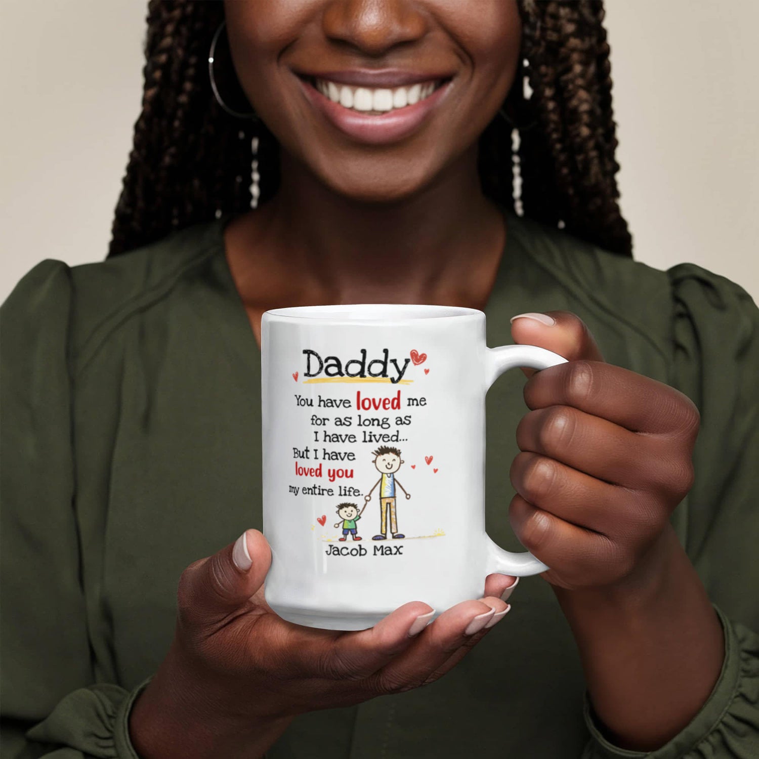 Daddy Personalized Mug from Kids – Custom Dad Coffee Mug with Kids Names, Sentimental Father’s Day Gift for Daddy