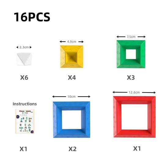 16PCS Pyramid Building Blocks Assembly Puzzle Toys Intellectual Development Brain Teasers Stacker Toy Magic Tower