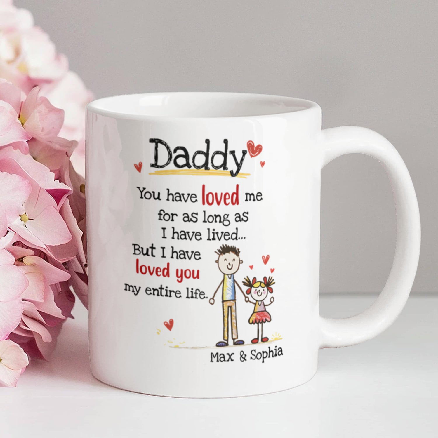 Daddy Personalized Mug from Kids – Custom Dad Coffee Mug with Kids Names, Sentimental Father’s Day Gift for Daddy