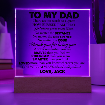 Personalized To My Dad LED Night Light Plaque - Emotional Father&