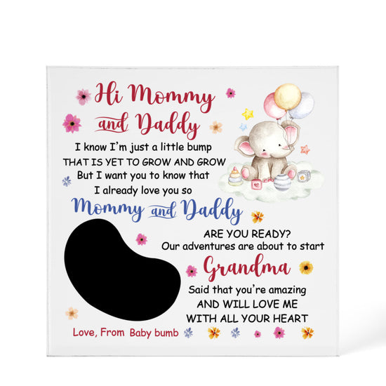 Hi Mommy and Daddy Acrylic Block – Baby Bump Pregnancy Announcement Gift