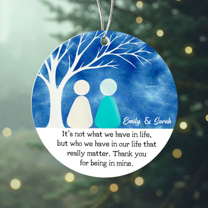 Personalized Best Friend Christmas Ornament – Custom Names Friendship Keepsake, “Thank You for Being in Mine” Gift