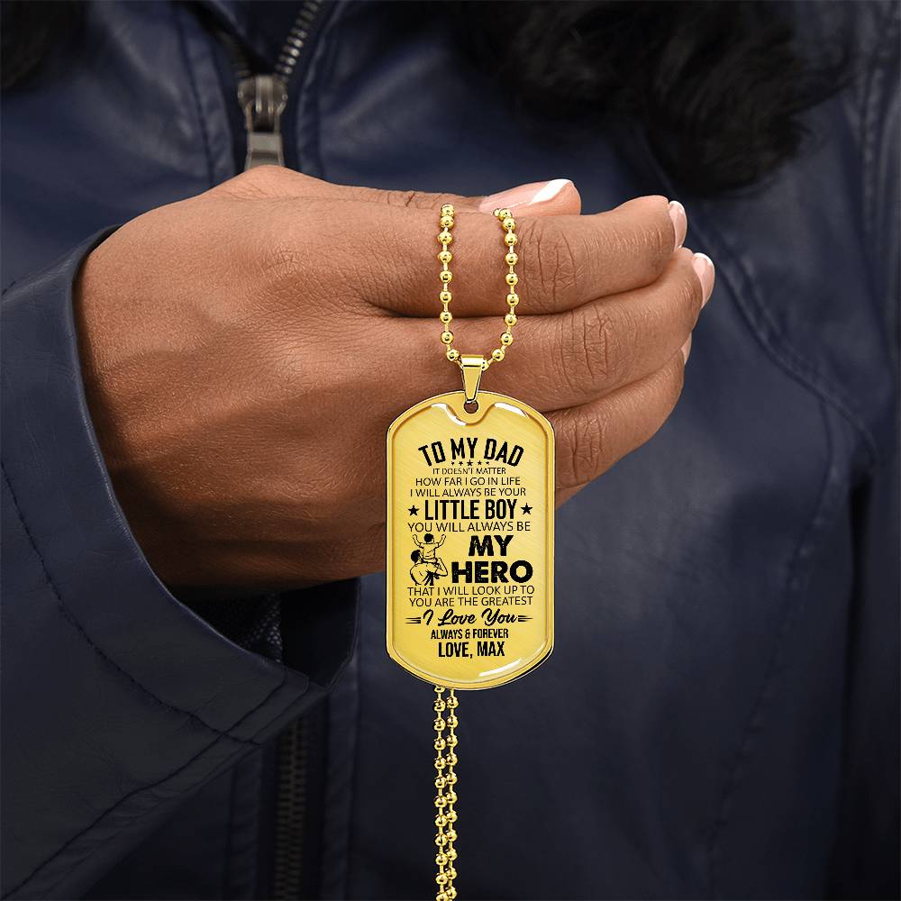 Personalized To My Dad Dog Tag Necklace - "I&
