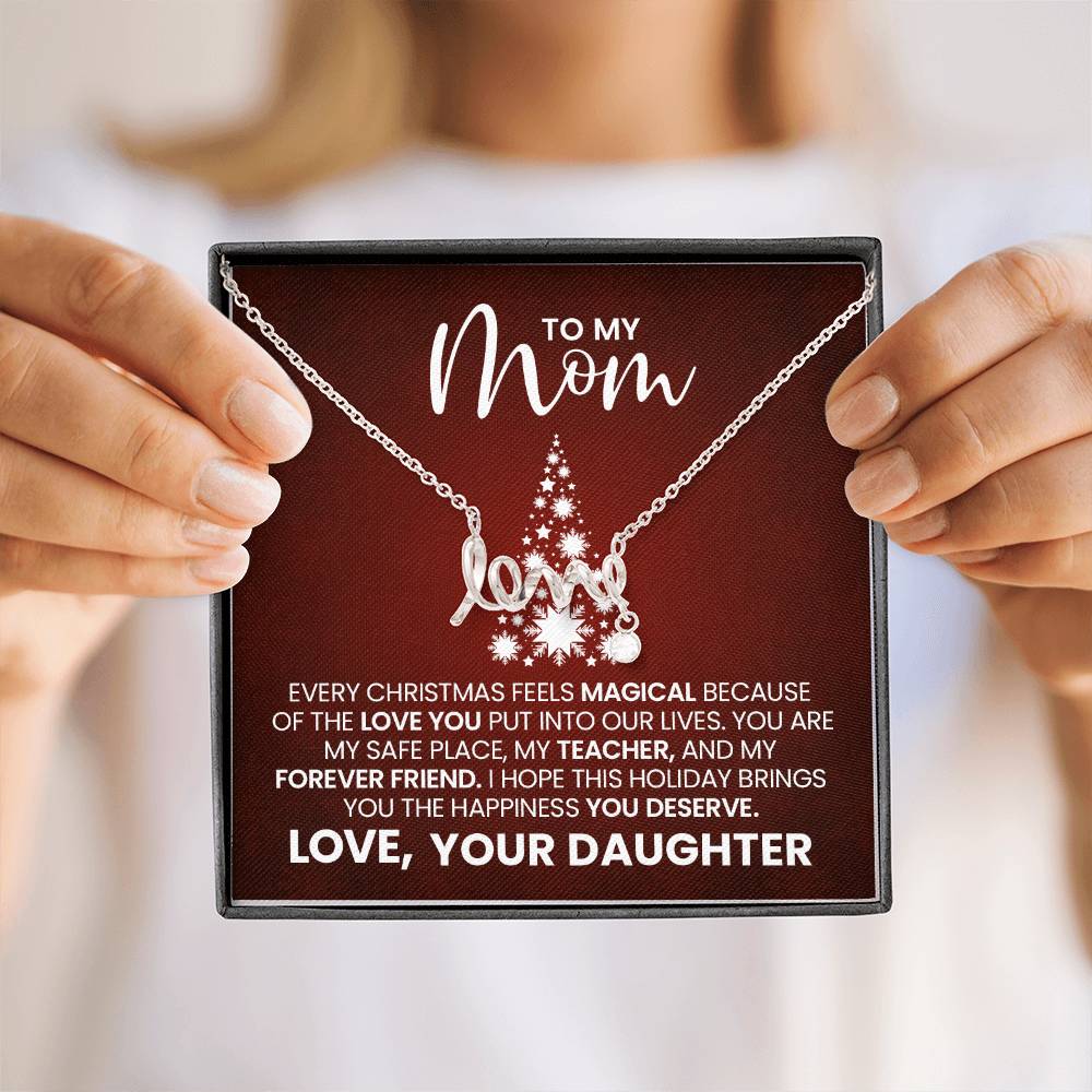 Love Necklace for Mom – Meaningful Christmas Gift from Daughter, Heartfelt Message Card Jewelry Keepsake