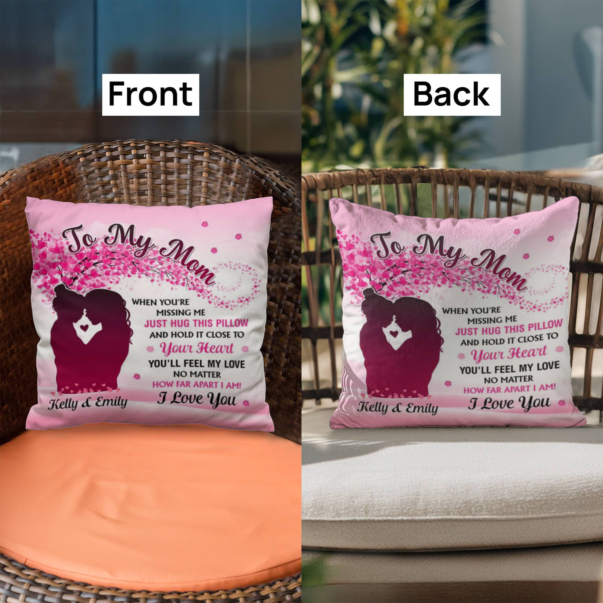 To My Mom Personalized Pillow – Mother’s Day Gift for Mom from Kids, Custom Name Mom Pillow, Sentimental Mom Throw Pillow