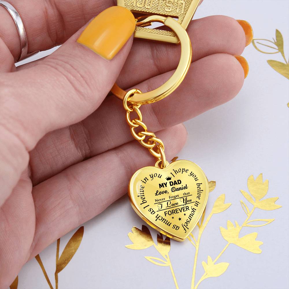 To My Dad Heart Keychain Gift from Son, I Love You Forever Personalized Keepsake Keychain