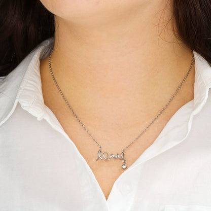 Gold Scripted Love Necklace in Gift Box